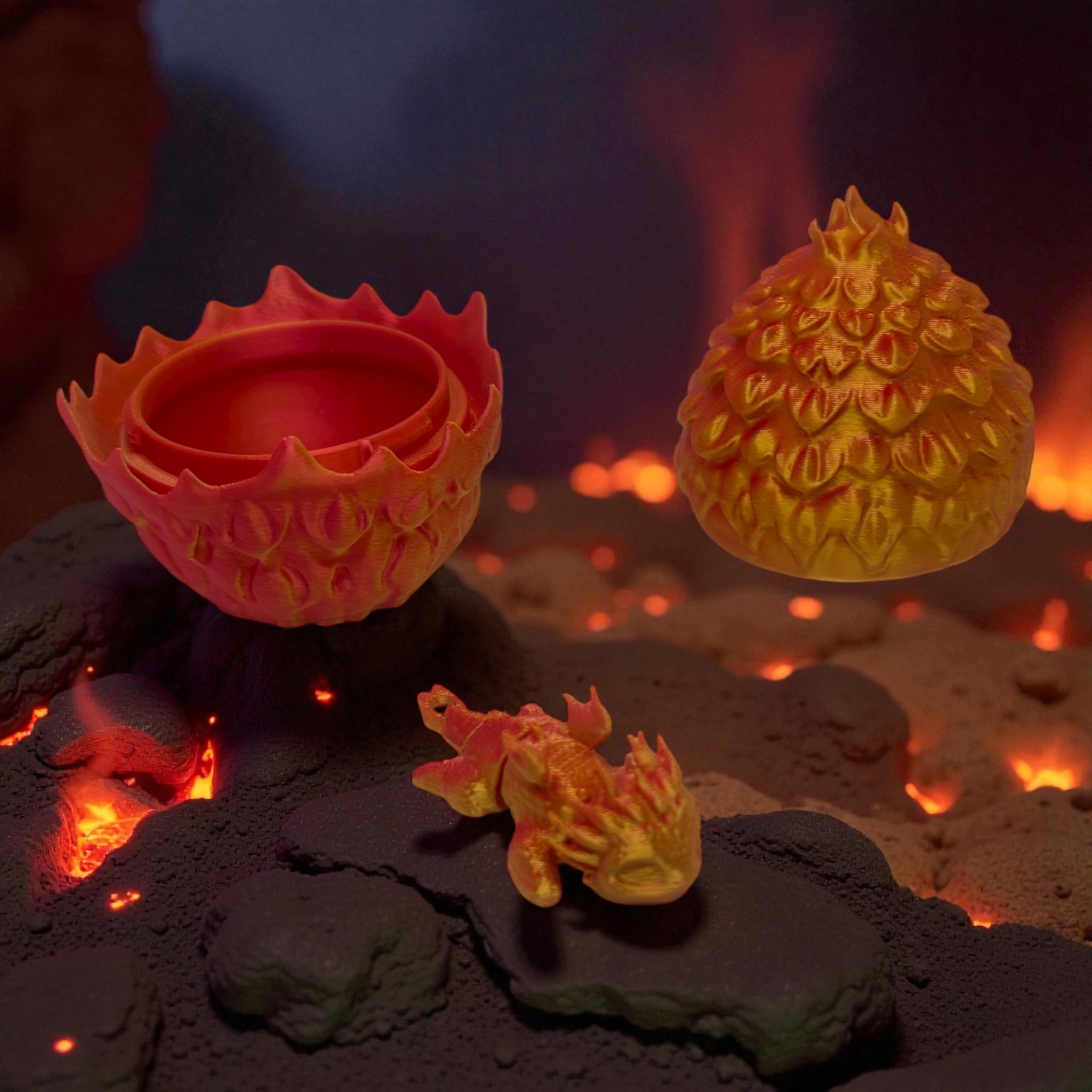 Fire Dragon Keychain and Egg Box